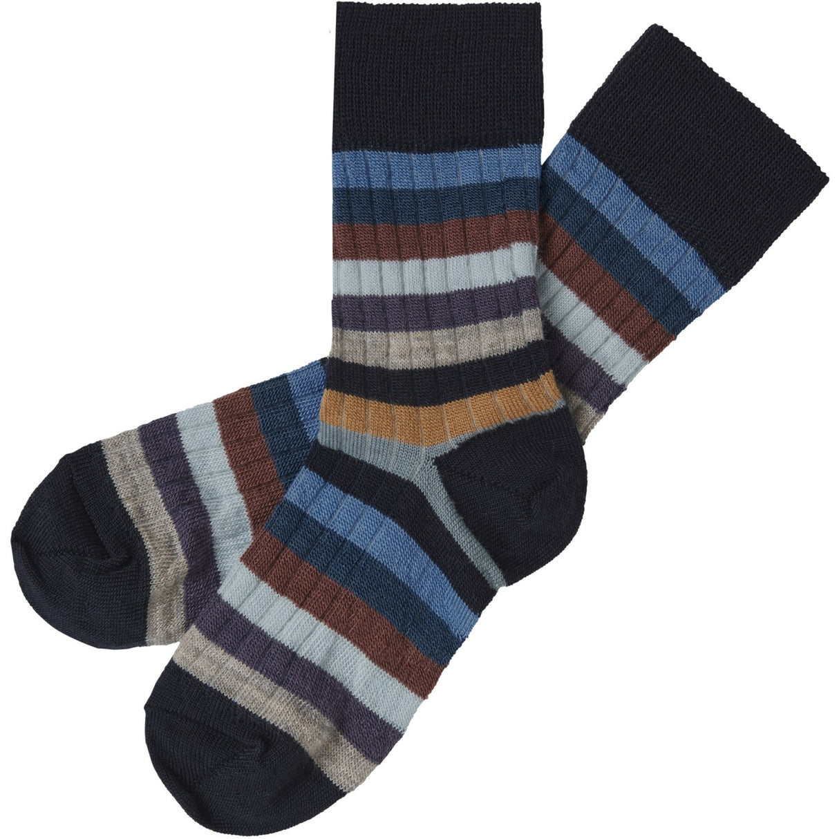 FUB Dark Navy/Multi Stripe 2-pak Classic Stripe Strumpor