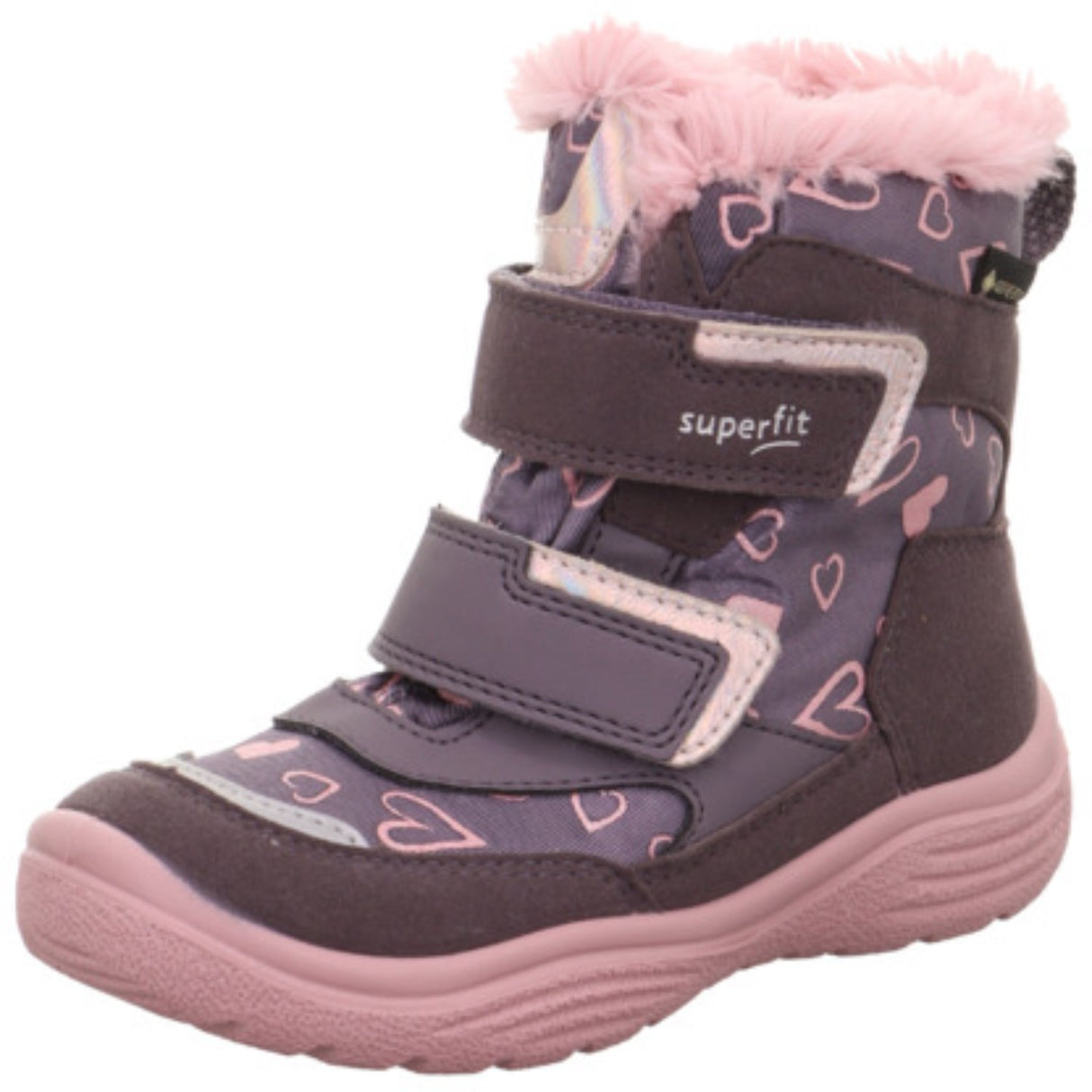 Superfit Purple/Rose Crystal Girls' Slip-On Kardborreband Zip Boots