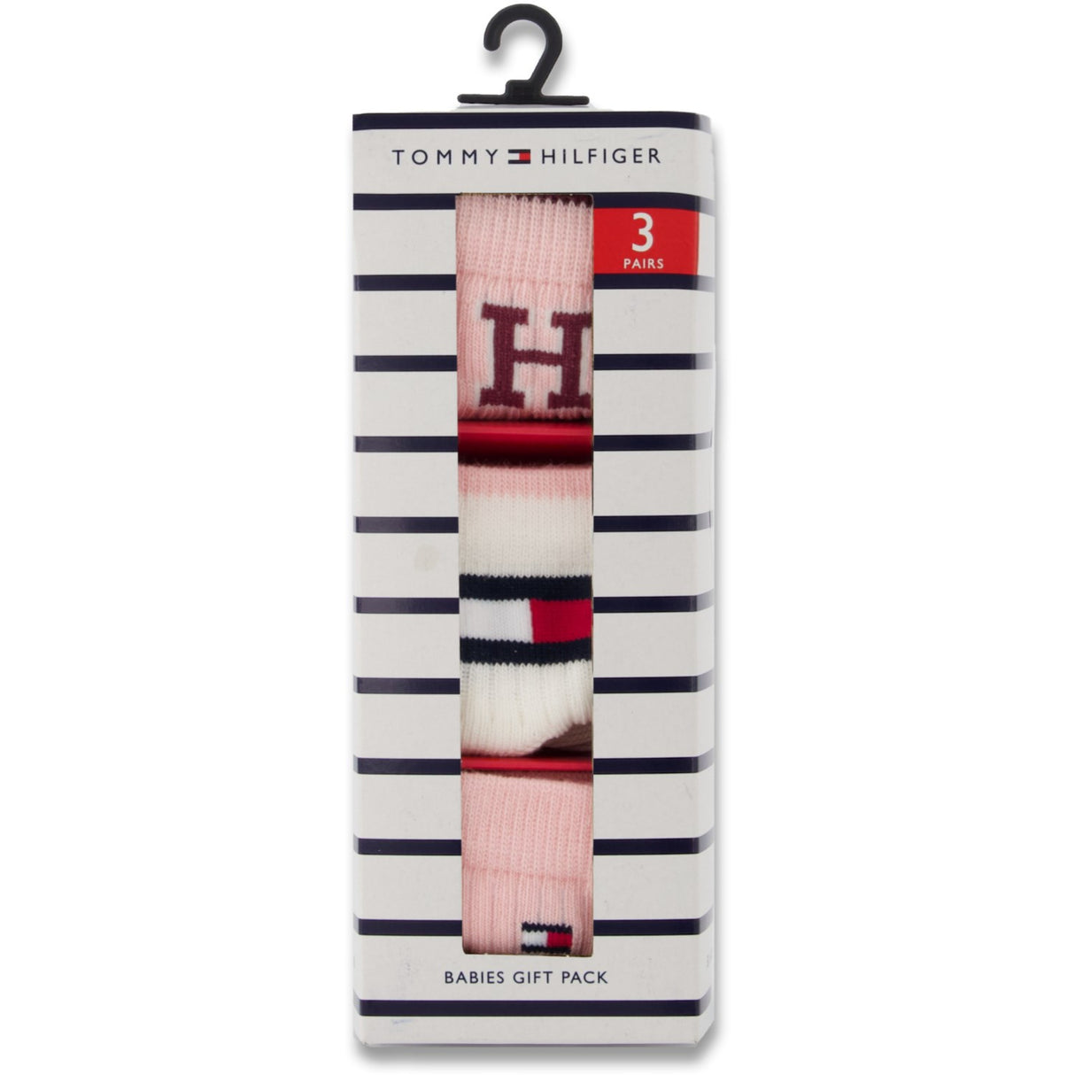 Tommy Hilfiger Soft Pink Baby Strumpor 3-Pack Iconic Presentförpackning