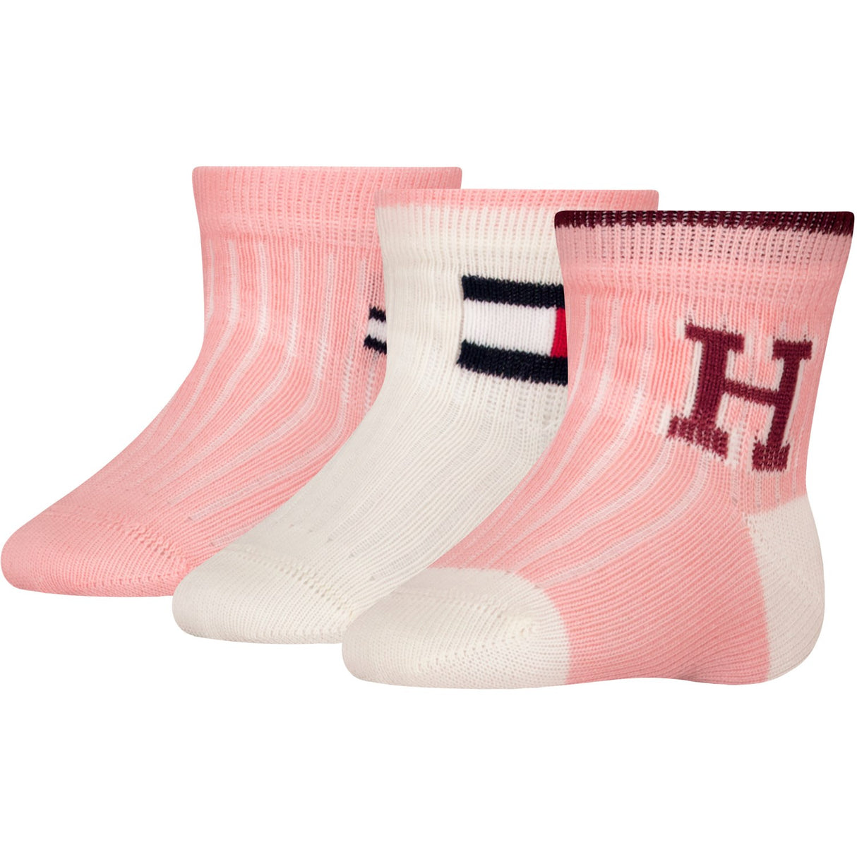 Tommy Hilfiger Soft Pink Baby Strumpor 3-Pack Iconic Presentförpackning