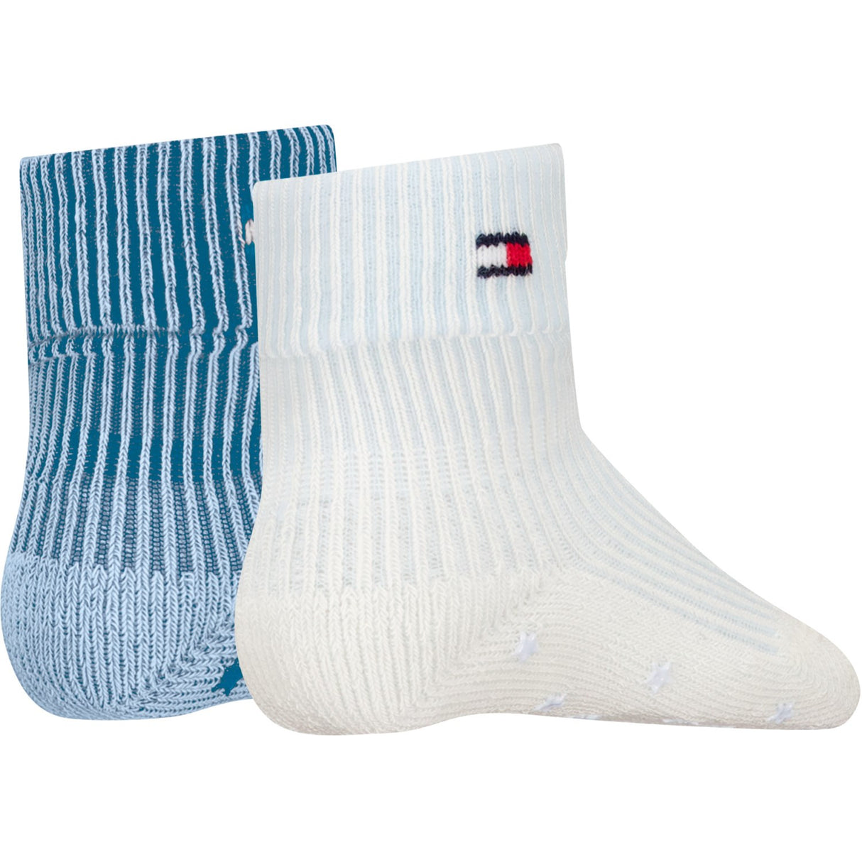 Tommy Hilfiger Light Blue Baby Strumpor 2-pack Fold Over Rib