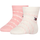 Tommy Hilfiger Soft Pink Baby Strumpor 2-Pack Breton Stripe