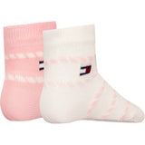 Tommy Hilfiger Soft Pink Baby Strumpor 2-Pack Breton Stripe