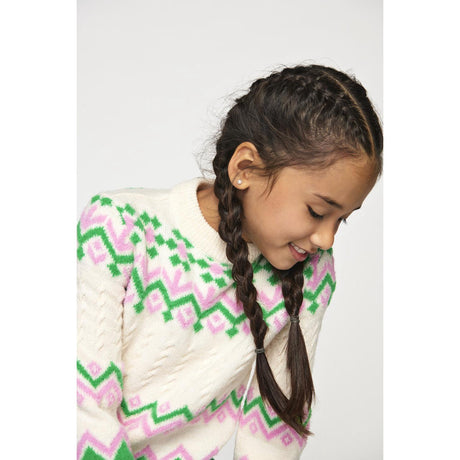 kids ONLY Cloud Dancer Bonbon/Island Green Annabelle Pullover Stickad