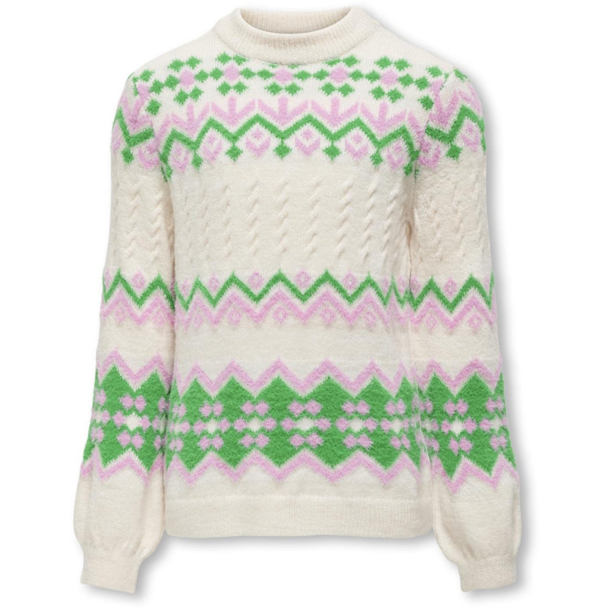 kids ONLY Cloud Dancer Bonbon/Island Green Annabelle Pullover Stickad