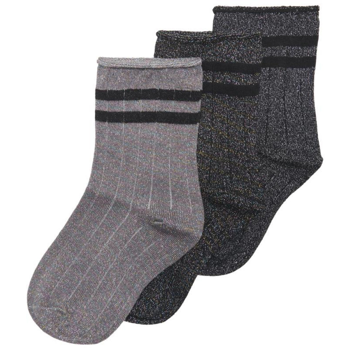 kids ONLY Black Sille Stripe Glitter Strumpor 3-pack