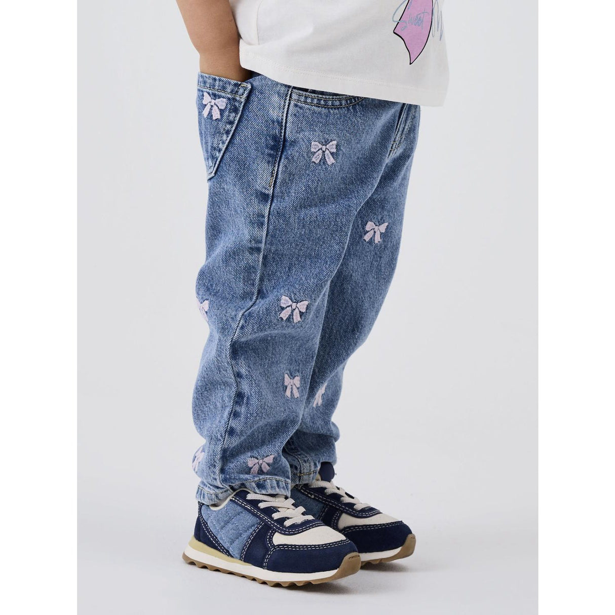 Name It Medium Blue Denim Bows Bella Mom Embroidery Jeans Noos