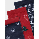 Name It Dark Sapphire Jester Red Richristmas 3-pack strumpor