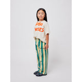 Bobo Choses Dark Green Stripes Straight Byxor