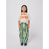 Bobo Choses Dark Green Stripes Straight Byxor