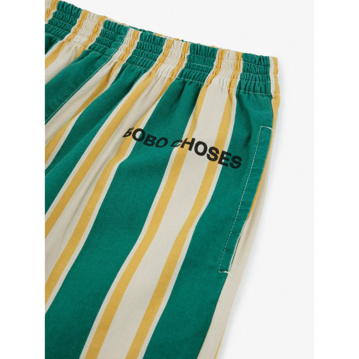 Bobo Choses Dark Green Stripes Straight Byxor