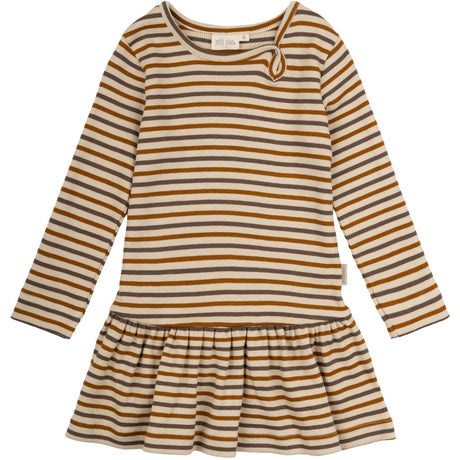 Petit Piao Chocolate Brown/Golden Sun/Dark Off White Klänning Modal Striped