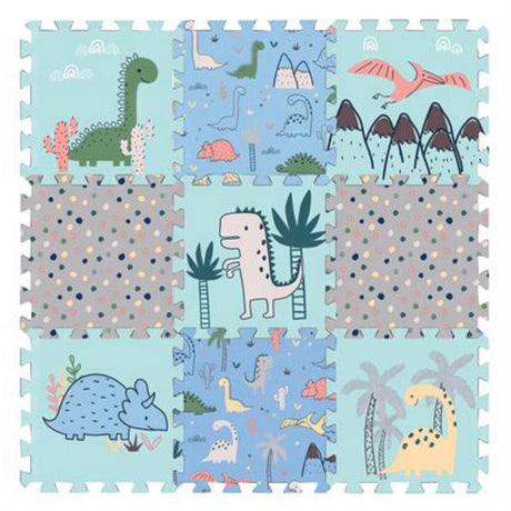 Magni Floor puzzle with dino, 9 foam tiles