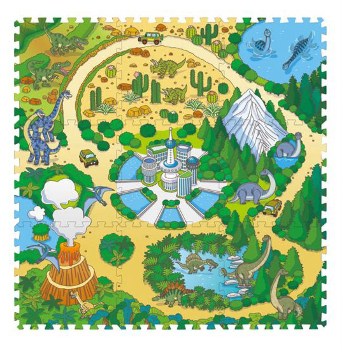 Magni Floor puzzle with dino park, 9 foam tiles