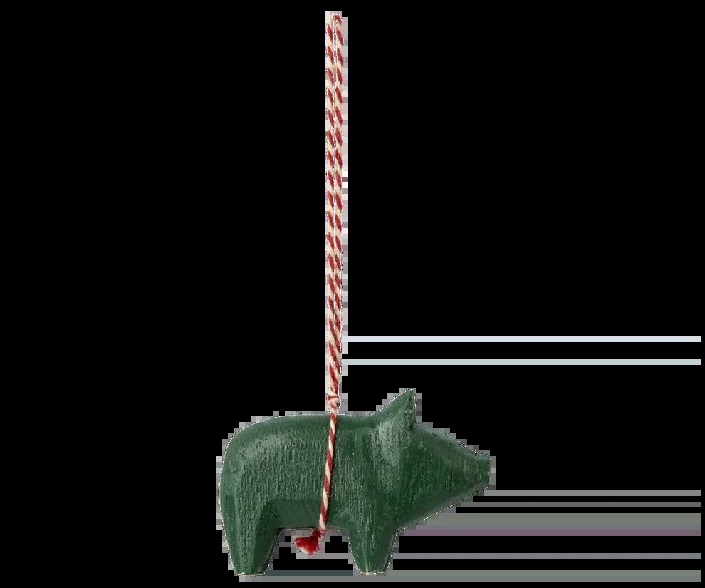 Maileg Träprydnad, Gris - Mörkgrön