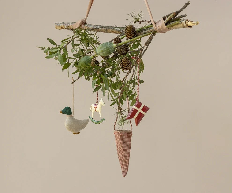 Maileg Kornettprydnad, Rutig - Röd