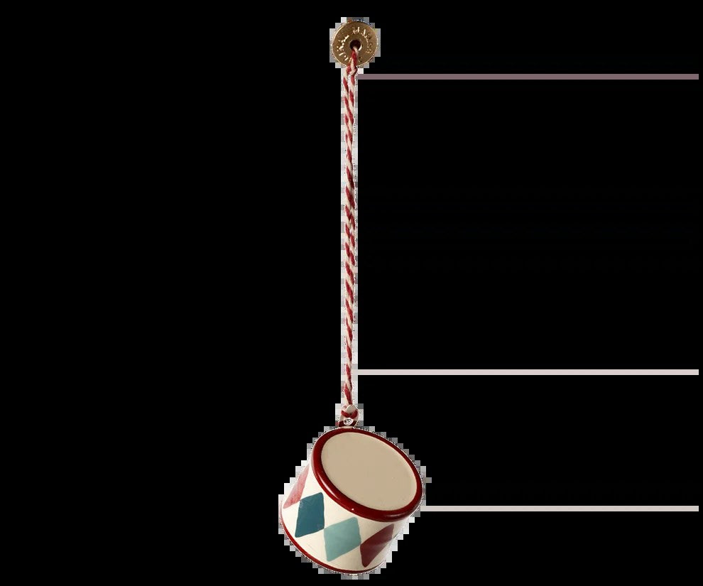 Maileg Metallprydnad, Liten trumma - Klassisk röd