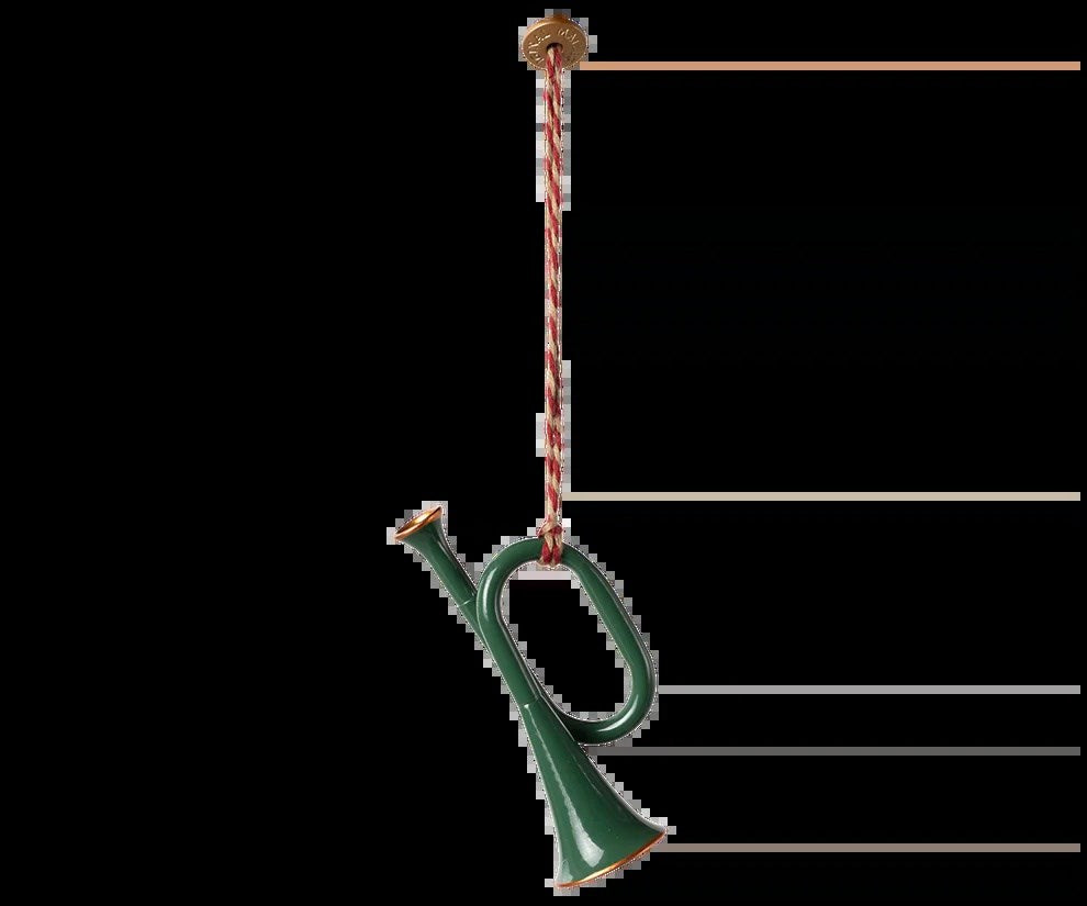 Maileg Metallprydnad, Trumpet - Mörkgrön