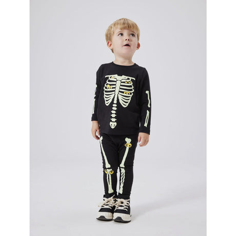 Name It Black Yellow Oween Top Set Skeleton