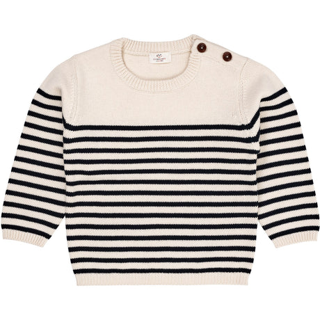 Copenhagen Colors Cream Navy Combi Stickad Striped Sailor Sweater