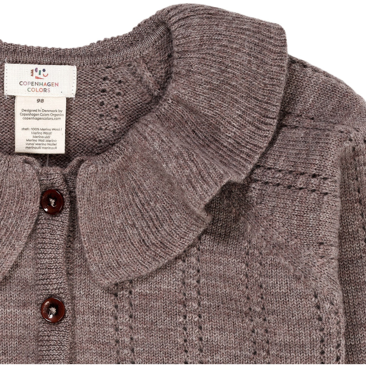 Copenhagen Colors Natural Melange Merino Cardigan m. Krage