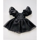 Dolly by Le Petit Tom Black Dolly World V-Back Puff Sleeve Organza Tutu Klänning