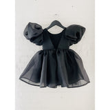 Dolly by Le Petit Tom Black Dolly World V-Back Puff Sleeve Organza Tutu Klänning