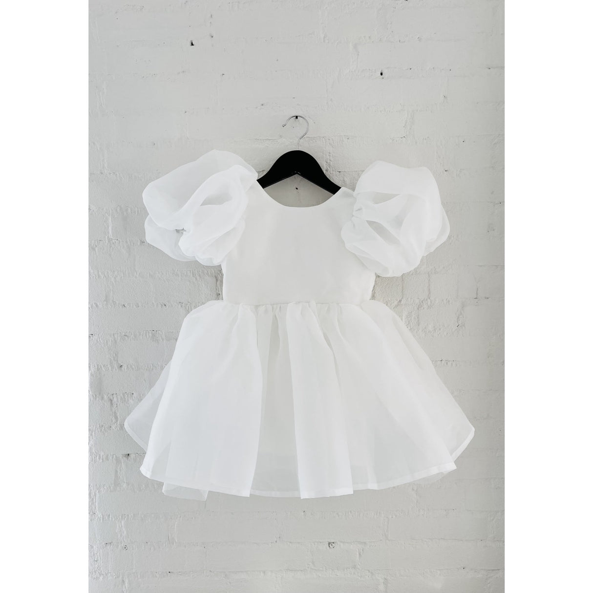 Dolly by Le Petit Tom White Dolly World V-Back Puff Sleeve Organza Tutu Klänning