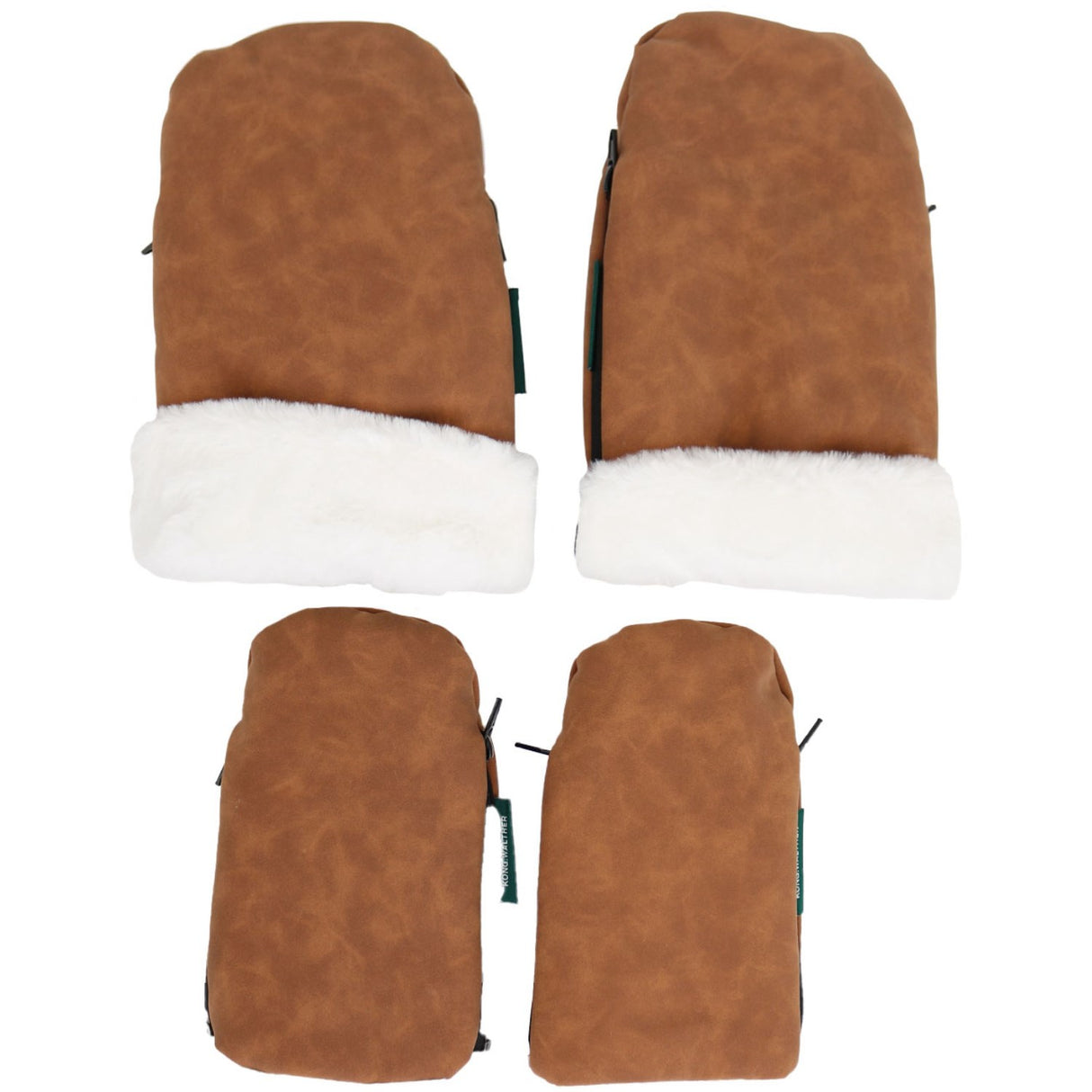 KongWalther Family Set Brown Faux Suede Østerbro Barnvagnshandskar