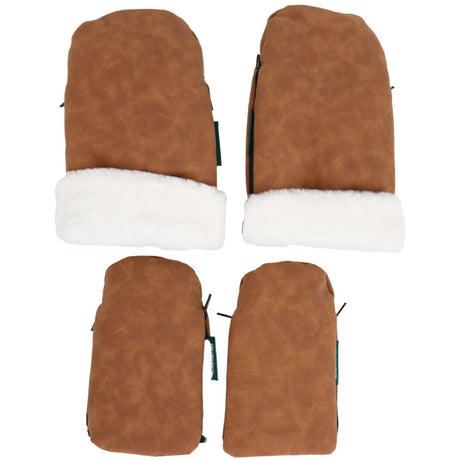 KongWalther Family Set Brown Faux Suede Østerbro Barnvagnshandskar