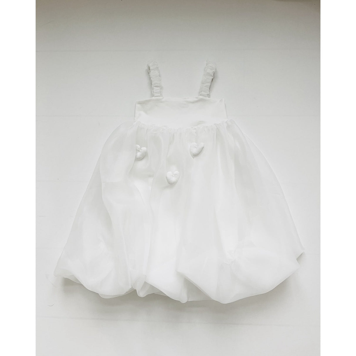 Dolly by Le Petit Tom White Dolly World Heart Balloon Organza Klänning