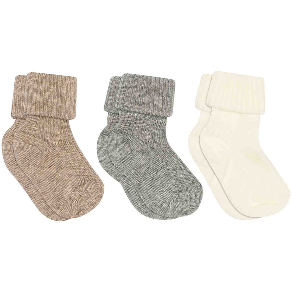 Mp Danmark Grey Melange Ribbade babystrumpor i bomull - 3-pack