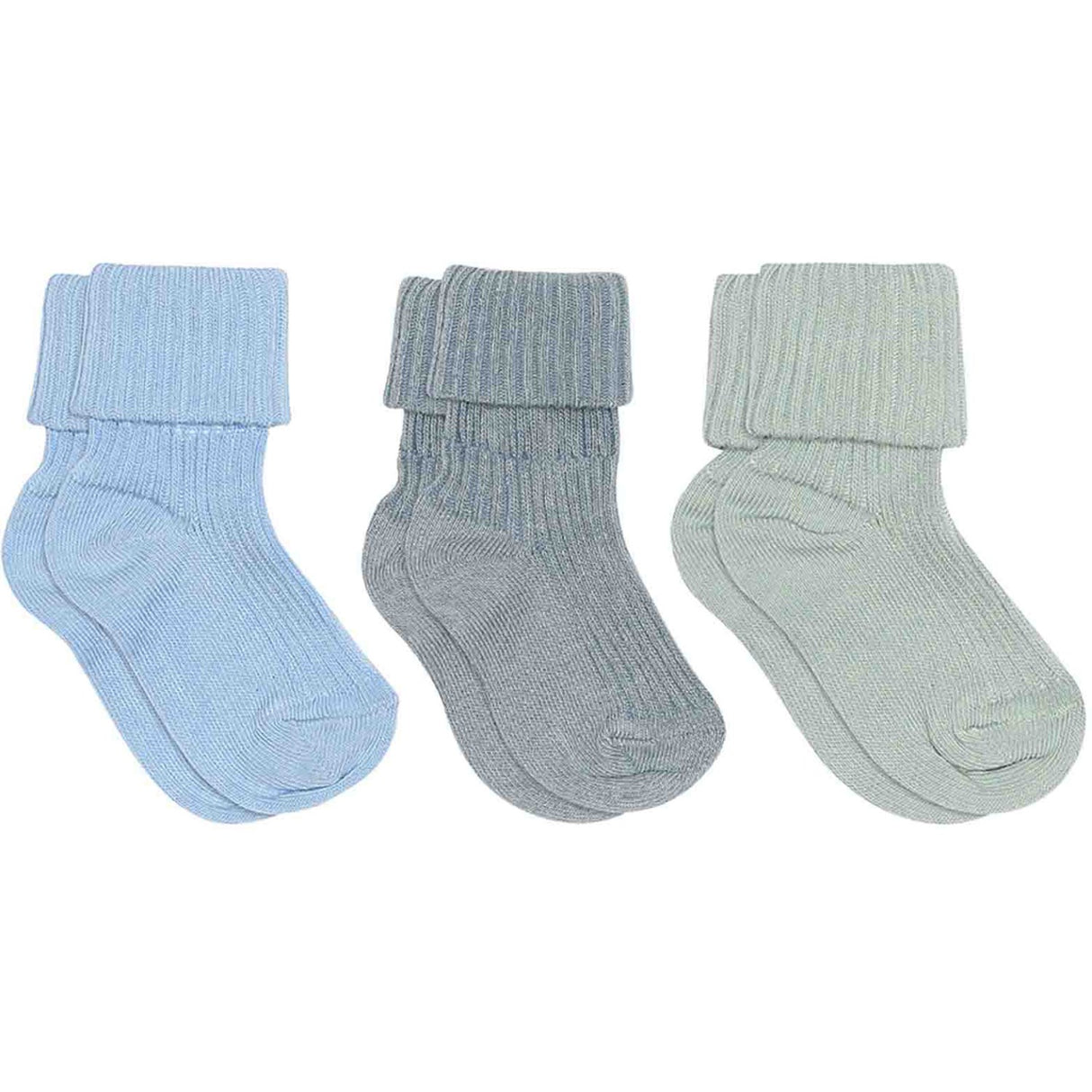 Mp Danmark Dusty Blue Cotton rib babystrumpor - 3-pack