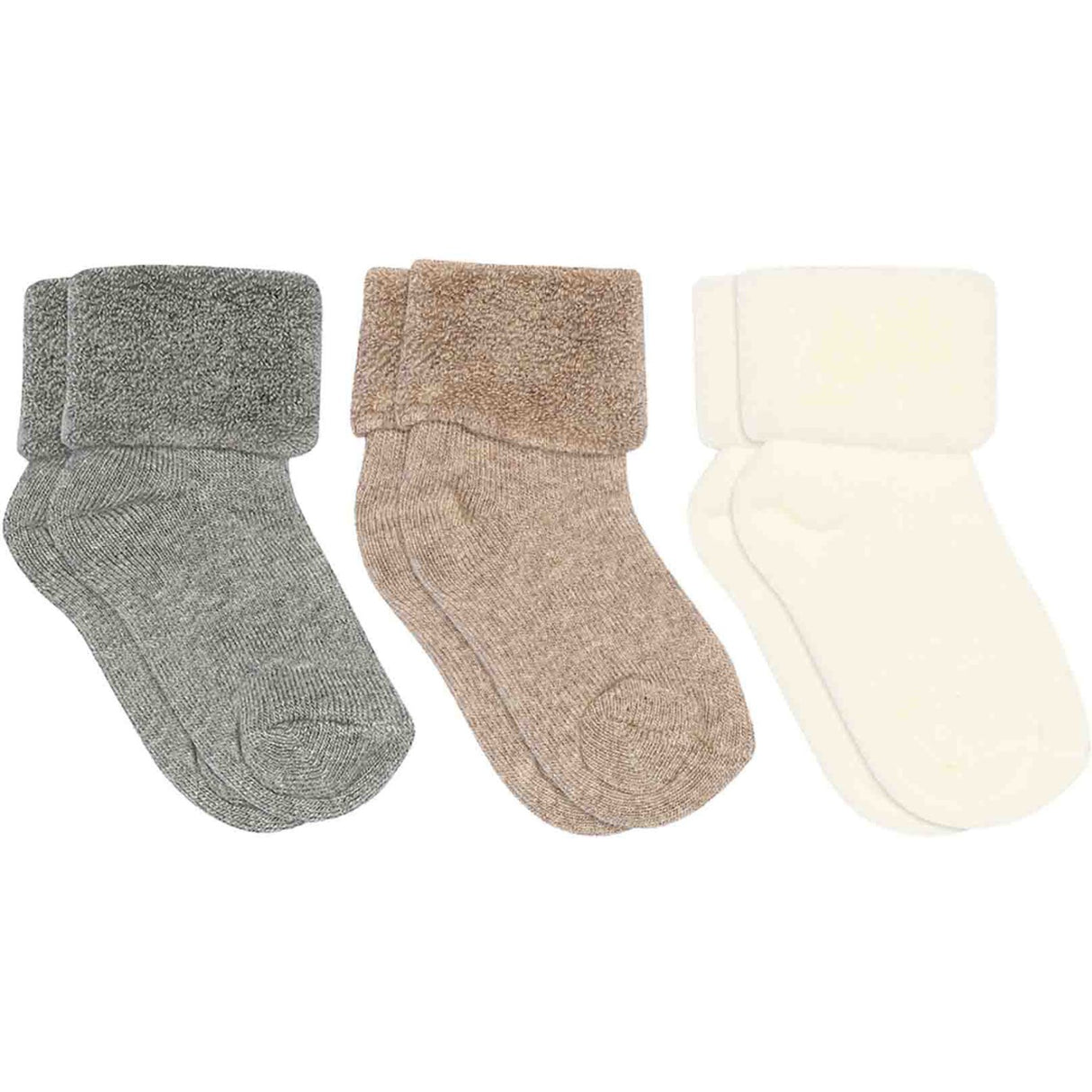 Mp Danmark Light Brown Melange Baby socks i bomull - 3-pack