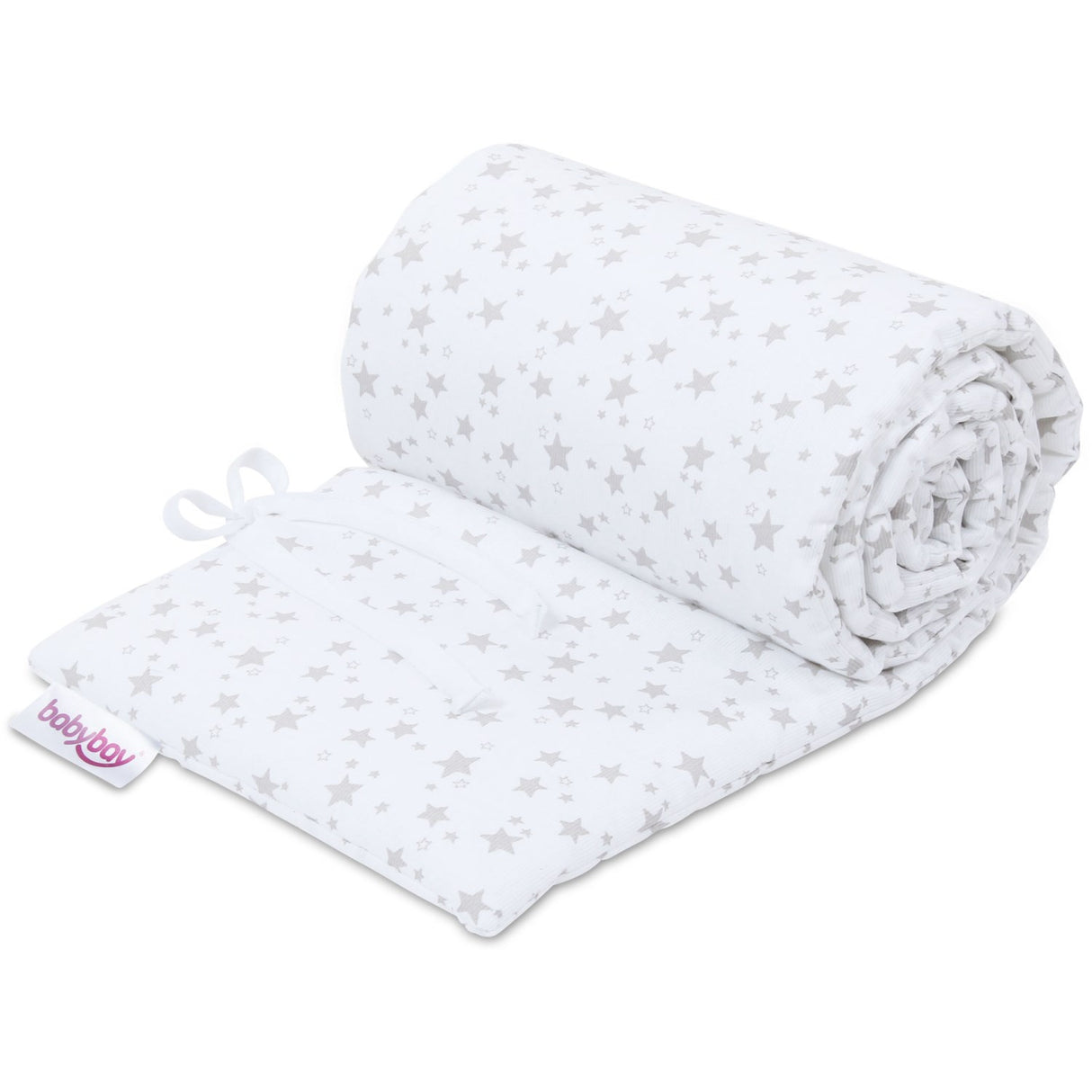 babybay ® White Stars Pearl Grey sengerand Pique