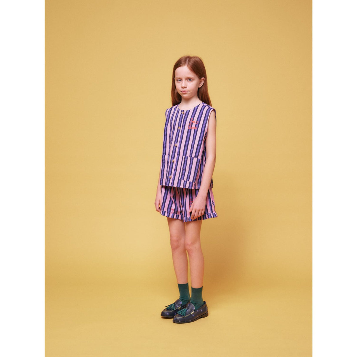 Bobo Choses Pink Stripes All Över Ruffle Shorts