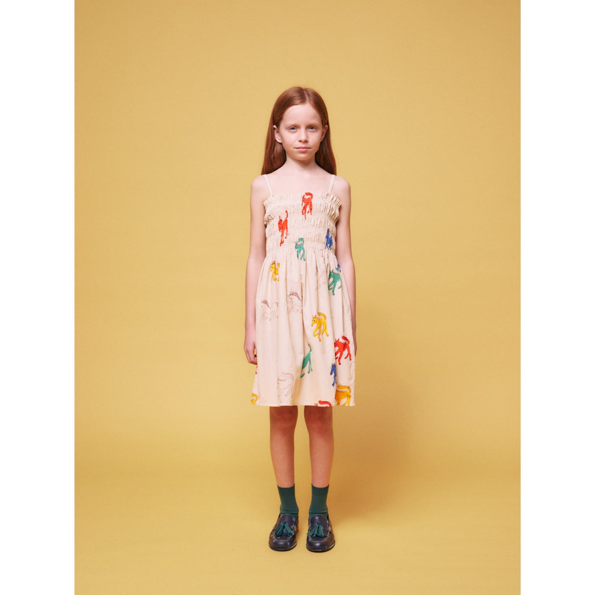 Bobo Choses Beige Wonder Horses All Över Sleevless Strap Dress