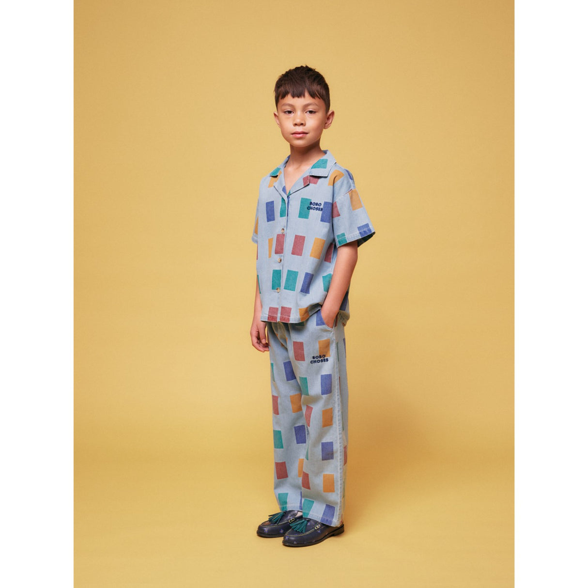 Bobo Choses Light Blue Color Game All Över Baggy Pants