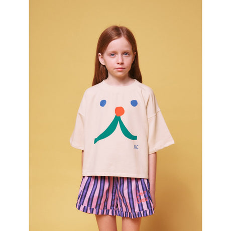 Bobo Choses Beige Funny Face Short Sleeve Sweatshirt