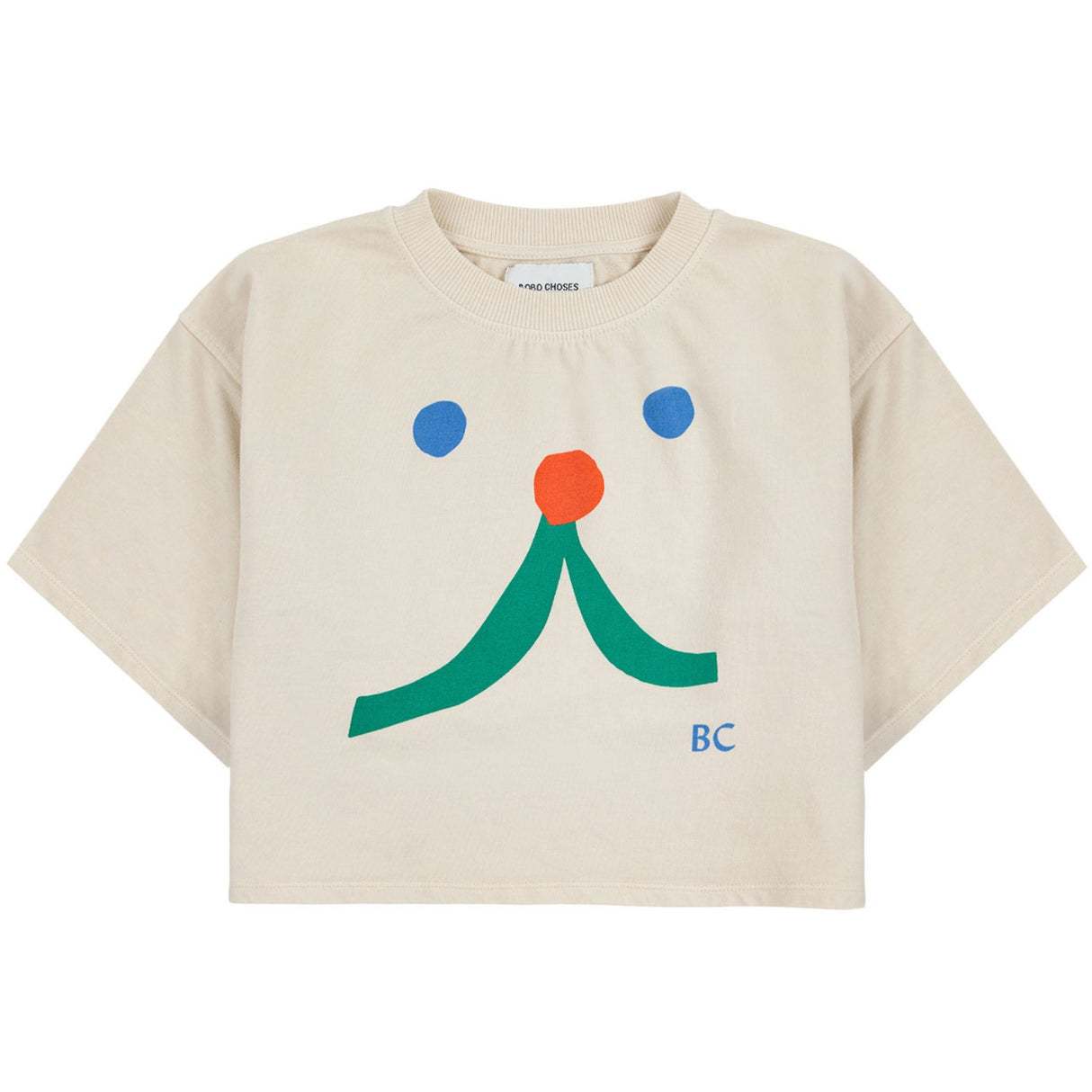 Bobo Choses Beige Funny Face Short Sleeve Sweatshirt