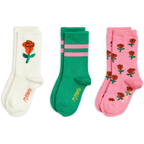 Mini Rodini Multi Roses 3-Pack Strumpor