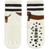 Mini Rodini Offwhite Dog Anti-Slip Strumpor