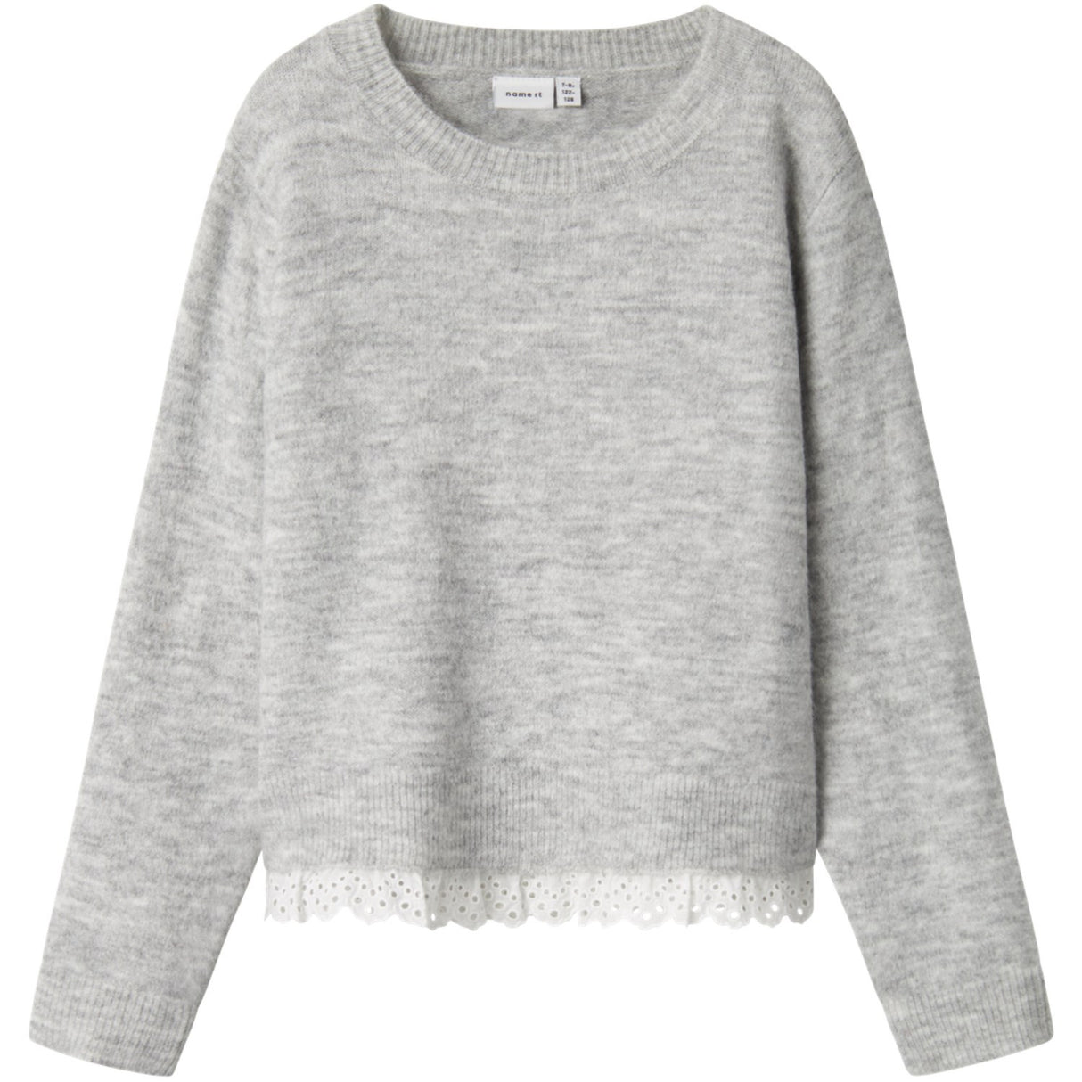 Name It Light Grey Melange Talace Loose Knit Blouse