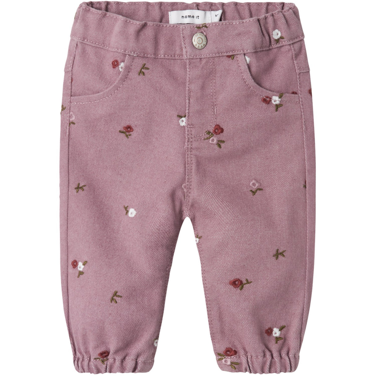 Name It Elderberry Embroidery Rose Loose Twill Pants