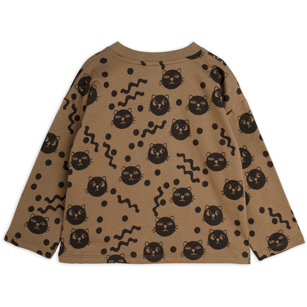 Mini Rodini Brown Squiggly Cats AOP Blus