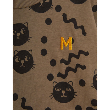 Mini Rodini Brown Squiggly Cats AOP Blus