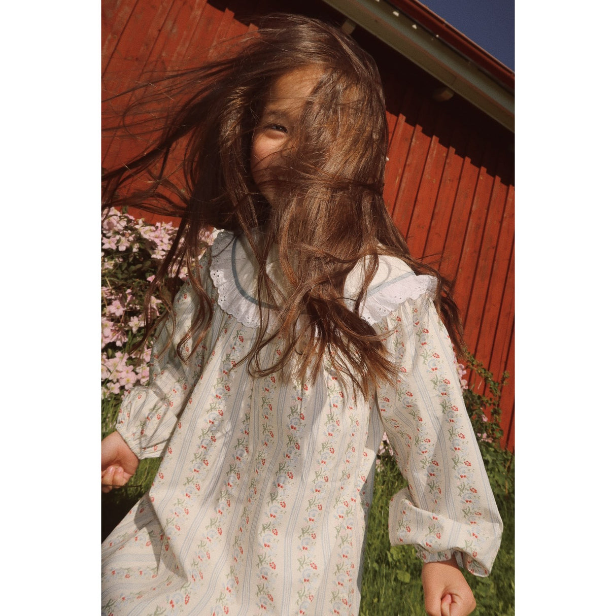 Flöss Soft white/Bright blue Abigail Klänning