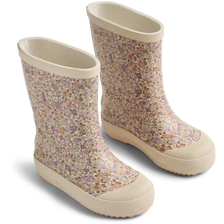 Wheat Lilac Flower Meadow Rubber Stövlar Muddy