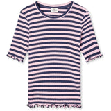 Mads Nørgaard Parisian Night/Parfait Pink 5X5 Classic Stripe Tuviana Tee