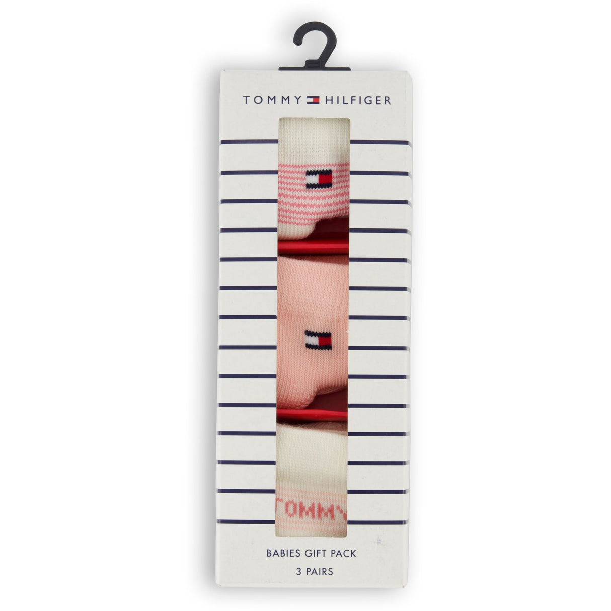 Tommy Hilfiger Pink BabyStrumpor 3-Pack Presentförpackning Stripe